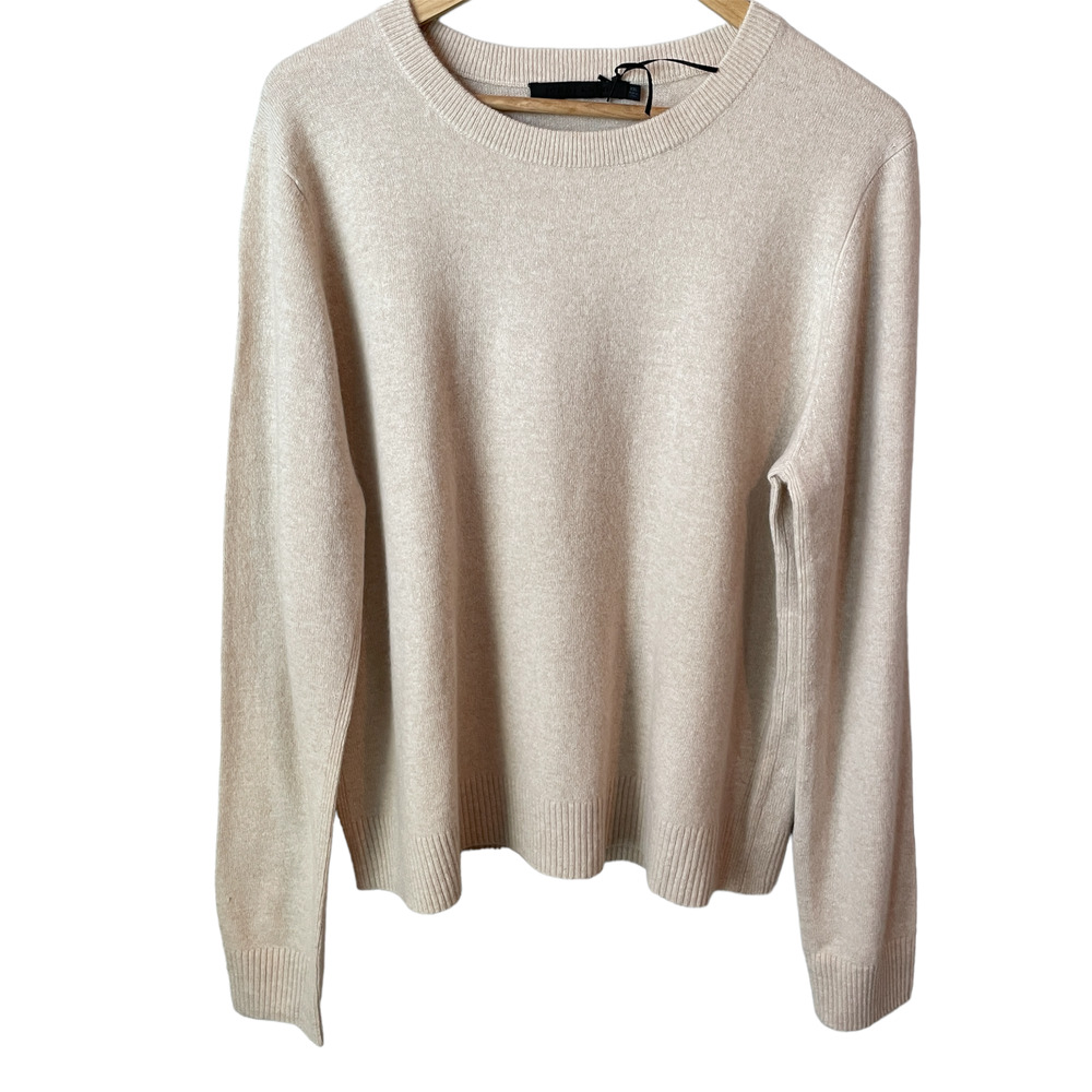 Jenni Kayne Everyday Slim Crewneck Wool Cashmere Tan Sweater